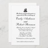 Eenvoudige uitnodiging voor een zwart-wit huwelijk (Voorkant / Achterkant)