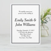 Eenvoudige uitnodiging voor een zwart-wit huwelijk (Staand voorkant)