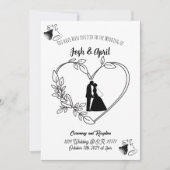 Eenvoudige uitnodiging voor een zwart-wit huwelijk (Voorkant)