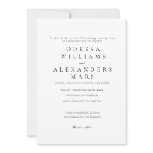 Eenvoudige uitnodiging voor een zwart-wit huwelijk