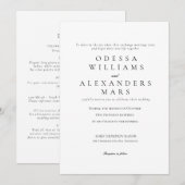 Eenvoudige uitnodiging voor een zwart-wit huwelijk (Voorkant / Achterkant)