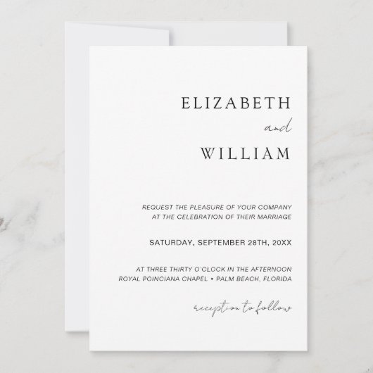 Eenvoudige uitnodiging voor een zwart-wit minimali (Voorkant)