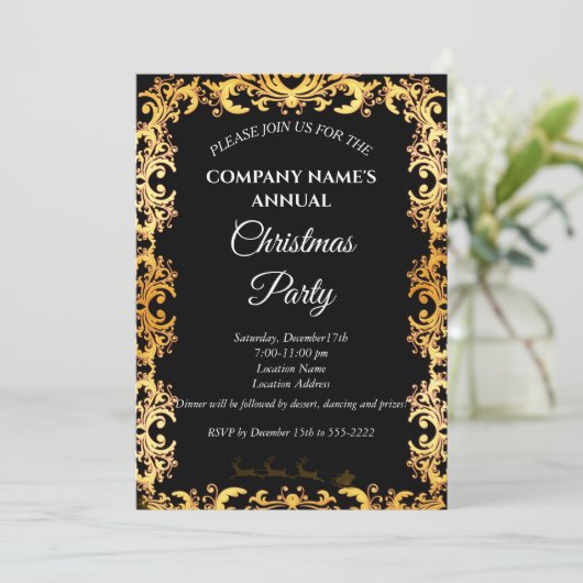 Eenvoudige uitnodiging voor een zwarte elegante ke (Staand voorkant)