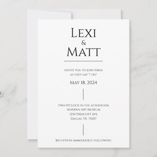 Eenvoudige uitnodiging voor een zwarte en witte mo (Voorkant)