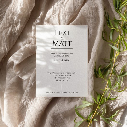 Eenvoudige uitnodiging voor een zwarte en witte mo