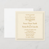 Eenvoudige uitnodiging voor Elegance Cream Square (Voorkant / Achterkant)