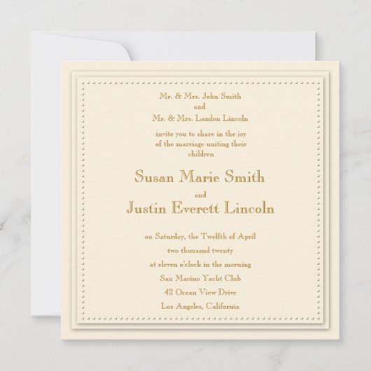 Eenvoudige uitnodiging voor Elegance Cream Square (Voorkant)