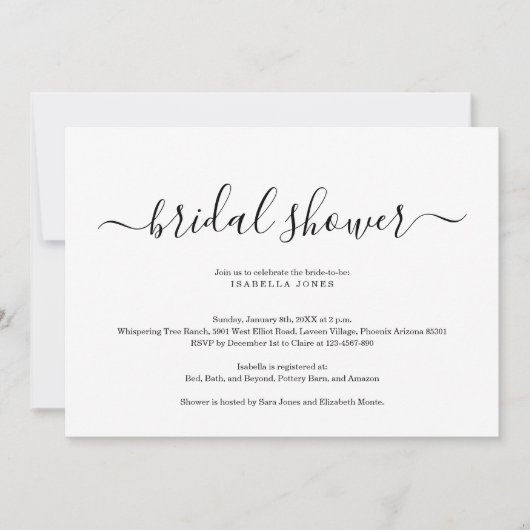 Eenvoudige uitnodiging voor Elegant Bridal Shower (Voorkant)