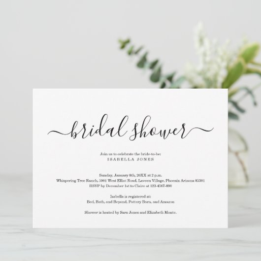 Eenvoudige uitnodiging voor Elegant Bridal Shower (Staand voorkant)