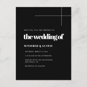 Eenvoudige uitnodiging voor elegant en chic bruilo