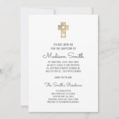 Eenvoudige uitnodiging voor Faux Gold Cross-Baptis (Voorkant)