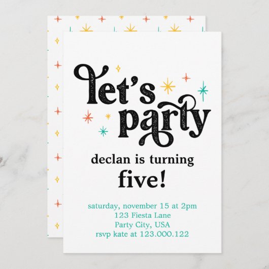 Eenvoudige uitnodiging voor feestdag (Voorkant / Achterkant)