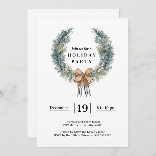 Eenvoudige uitnodiging voor feestdagen (Voorkant / Achterkant)