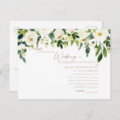 Eenvoudige uitnodiging voor Floral & Gold Wedding (Voorkant / Achterkant)