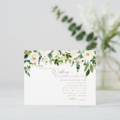 Eenvoudige uitnodiging voor Floral & Gold Wedding (Staand voorkant)