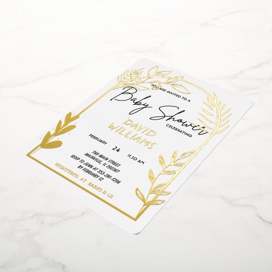 Eenvoudige uitnodiging voor Folie via White en Gol (Gedraaid)