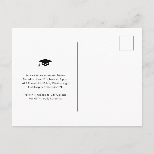 Eenvoudige uitnodiging voor foto-Afstuderen (Achterkant)