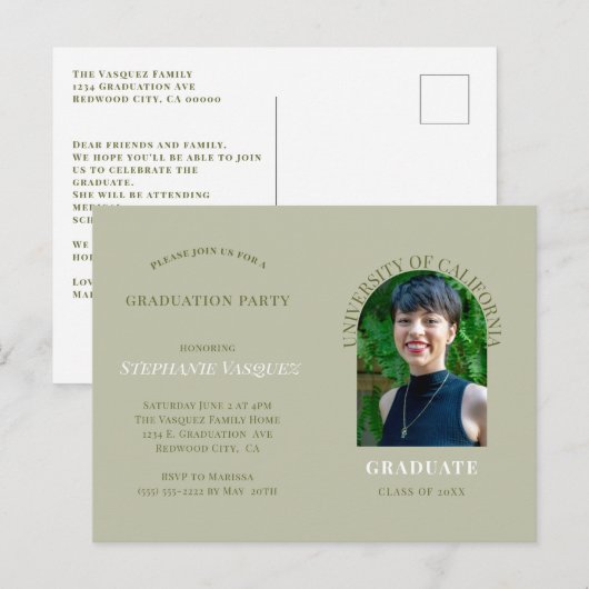 Eenvoudige uitnodiging voor fotostage-afstudeerfee (Voorkant / Achterkant)