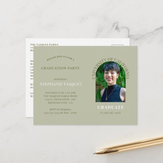 Eenvoudige uitnodiging voor fotostage-afstudeerfee (Voorkant / Achterkant in situ)