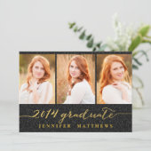 Eenvoudige uitnodiging voor Glitter Graduter Gradu (Staand voorkant)