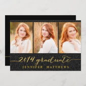 Eenvoudige uitnodiging voor Glitter Graduter Gradu (Voorkant / Achterkant)