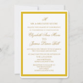 Eenvoudige uitnodiging voor Gold en White Wedding (Voorkant)