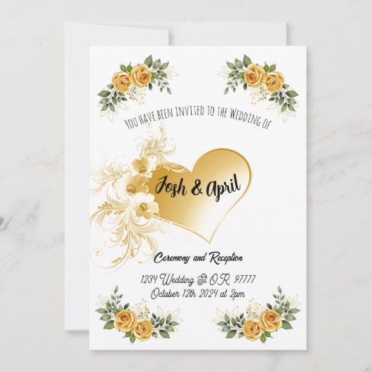 Eenvoudige uitnodiging voor Gold Wedding (Voorkant)