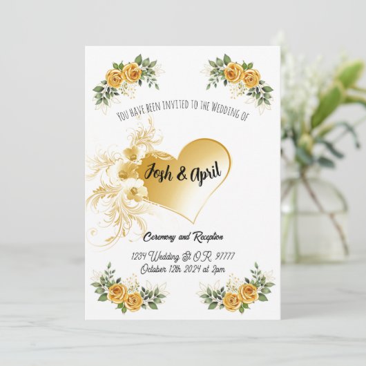 Eenvoudige uitnodiging voor Gold Wedding (Staand voorkant)