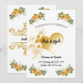 Eenvoudige uitnodiging voor Gold Wedding (Voorkant / Achterkant)