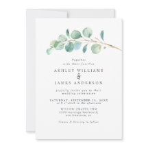 Eenvoudige uitnodiging voor groene eucalyptus-olia