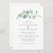 Eenvoudige uitnodiging voor groene eucalyptus-olia (Voorkant / Achterkant)