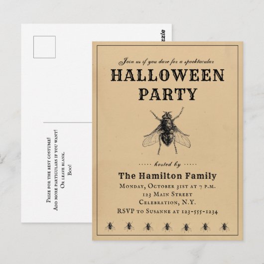 Eenvoudige uitnodiging voor Halloween Party (Voorkant / Achterkant)