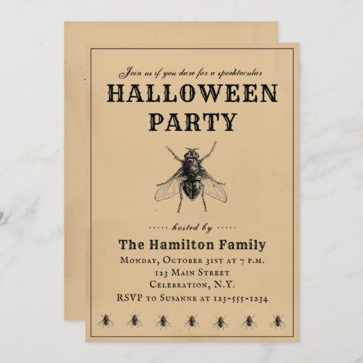 Eenvoudige uitnodiging voor Halloween Party (Voorkant / Achterkant)