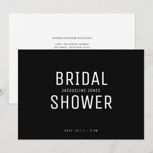 Eenvoudige uitnodiging voor hedendaagse bd/w-brida (Voorkant / Achterkant)