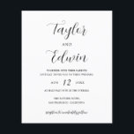 Eenvoudige uitnodiging voor hedendaagse budgetwedd flyer<br><div class="desc">De hedendaagse zwarte en witte de uitnodiger van de begrotingsbruiloft met een eenvoudige en minimalistische lay-out met uw namen in een elegant kalligrafiemanuscript en uw trouwdetails hieronder in een modern formaat. OPMERKING: deze worden niet geleverd met enveloppen.</div>