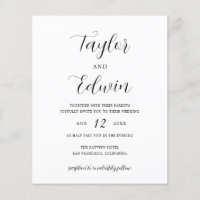 Eenvoudige uitnodiging voor hedendaagse budgetwedd