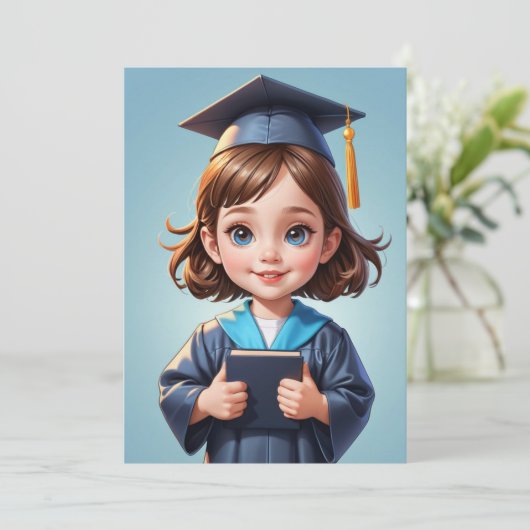 Eenvoudige uitnodiging voor het afstuderen van de (Staand voorkant)