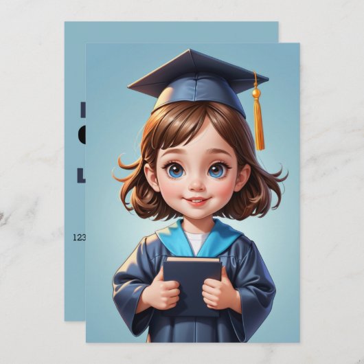 Eenvoudige uitnodiging voor het afstuderen van de (Voorkant / Achterkant)