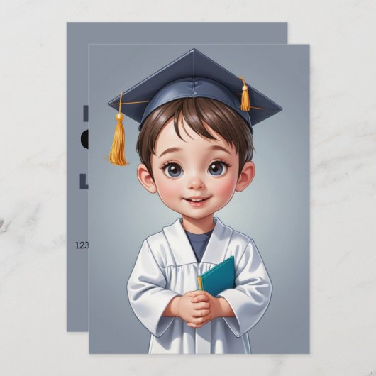 Eenvoudige uitnodiging voor het afstuderen van de  (Voorkant / Achterkant)