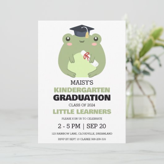 Eenvoudige uitnodiging voor het afstuderen van de  (Staand voorkant)