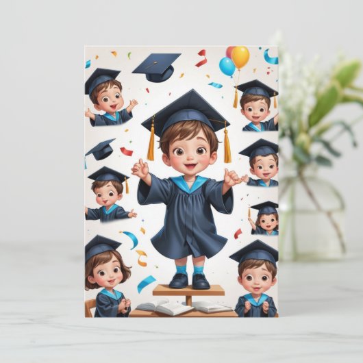 Eenvoudige uitnodiging voor het afstuderen van de (Staand voorkant)