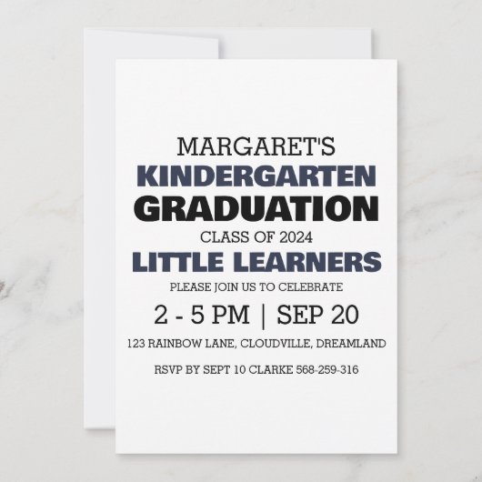 Eenvoudige uitnodiging voor het afstuderen van de (Achterkant)