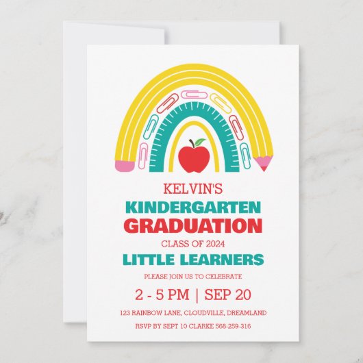 Eenvoudige uitnodiging voor het afstuderen van de  (Voorkant)