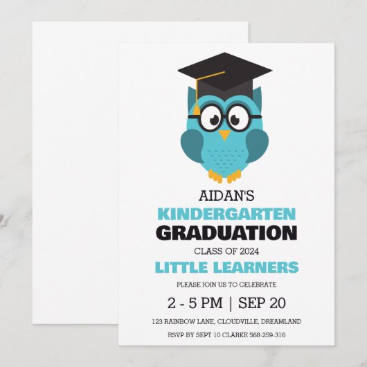 Eenvoudige uitnodiging voor het afstuderen van de (Voorkant / Achterkant)