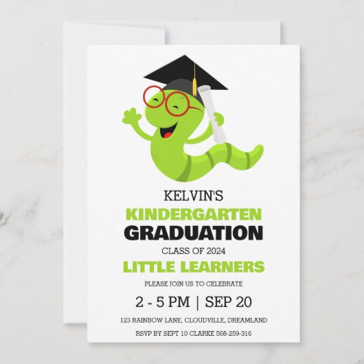 Eenvoudige uitnodiging voor het afstuderen van de  (Voorkant)