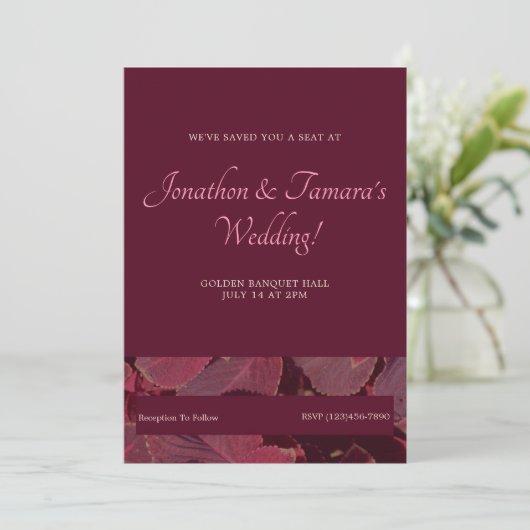 Eenvoudige uitnodiging voor het huwelijk van Burgu (Staand voorkant)