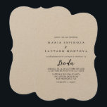 Eenvoudige uitnodiging voor het huwelijk van Class<br><div class="desc">Deze simpele klassieke Spaanse huwelijksuitnodiging voor kraft is perfect voor een ritueel. Het eenvoudige en elegante ontwerp kenmerkt klassieke en fancy manuscripttypografie.</div>