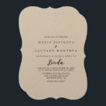 Eenvoudige uitnodiging voor het huwelijk van Class<br><div class="desc">Deze simpele klassieke Spaanse huwelijksuitnodiging voor kraft is perfect voor een ritueel. Het eenvoudige en elegante ontwerp kenmerkt klassieke en fancy manuscripttypografie.</div>