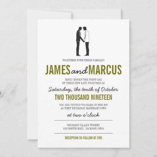 Eenvoudige uitnodiging voor het huwelijk van Silho (Voorkant)