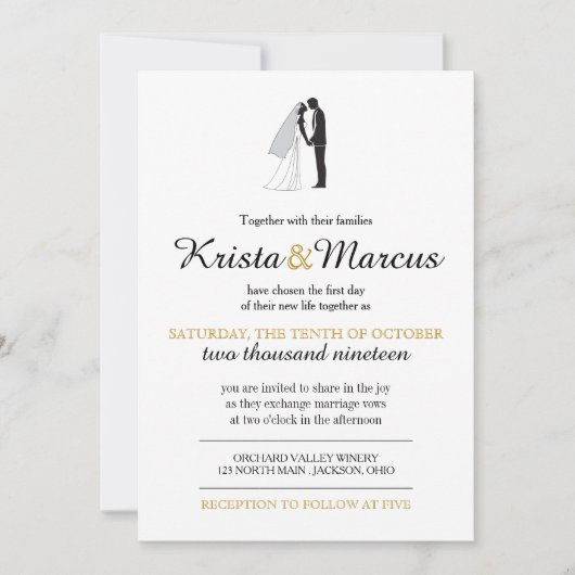 Eenvoudige uitnodiging voor het huwelijk van Silho (Voorkant)